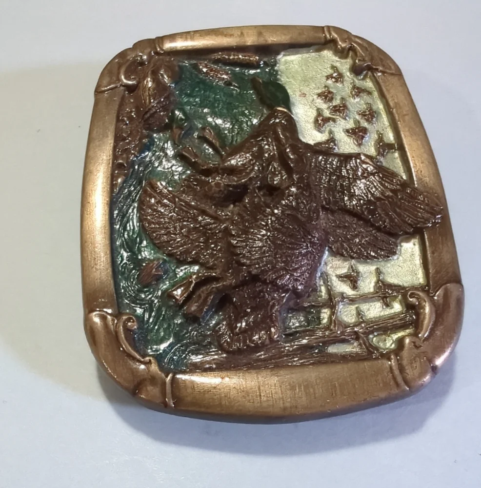 Vintage 1985 Mallard Ducks Belt Buckle Made In USA also Serial Numbered